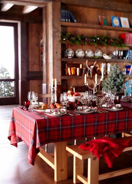 This plaid screams cozy holiday. A tartan throw used for nights by the fire turns a table into something special.