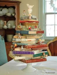 Holiday books get an elevated status when built into a funky Christmas tree.